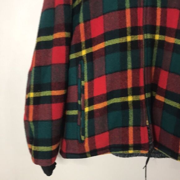 Golden Fleece reversible wool plaid and charcoal gray zip up hooded jacket - Picture 5 of 16